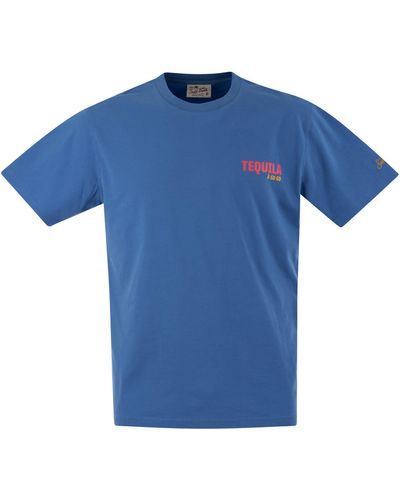 Mc2 Saint Barth T Shirt With Print On Chest And Back - Blue