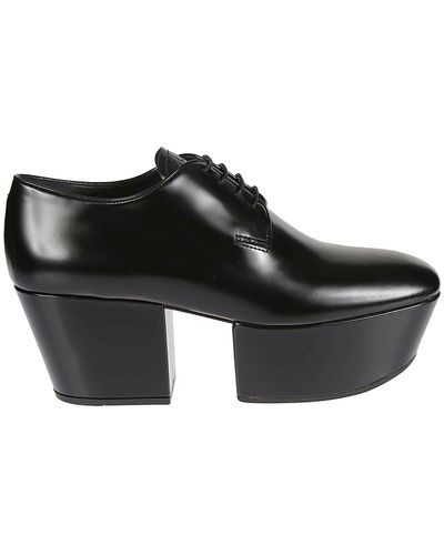 Prada Lederen Platform Loafers - Zwart