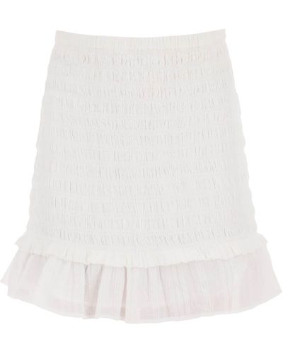 Isabel Marant Isabel Marant Etoile Smocked Cotton Dorela Mini Skirt - White