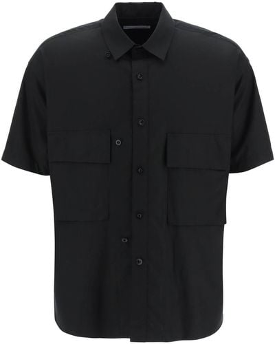 Sacai Poplin Shirt Met Korte Mouwen - Zwart