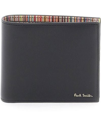 Paul Smith Portefeuille de bifold de rayures de signature - Noir