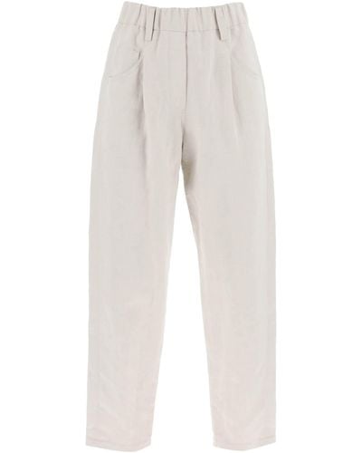 Brunello Cucinelli Pantalones de lona y lona de algodón . - Blanco