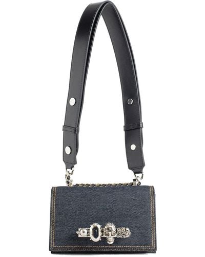 Alexander McQueen Jeweled Denim Bag - Zwart
