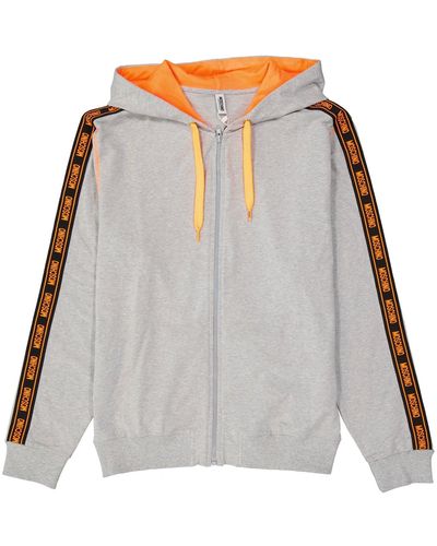 Moschino Logo Zipped Hoodie - Grigio