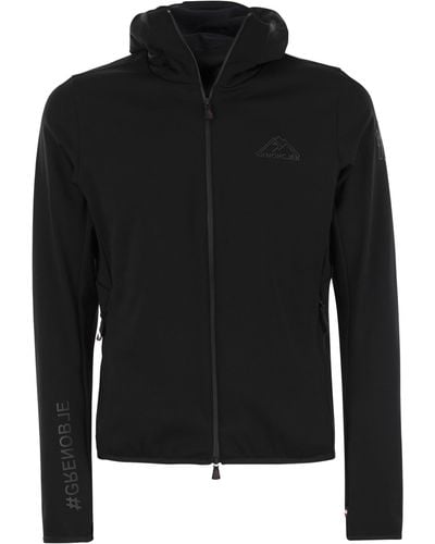 3 MONCLER GRENOBLE Technical Hooded En Zip Sweatshirt - Zwart