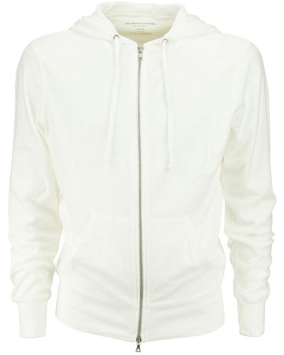 Majestic Hooded Sweatshirt In Cotton And Modal - White