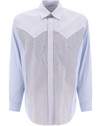 Maison Margiela Camisa de algodón Stripe de yugo de - Azul