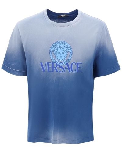 Versace T Shirt Medusa Effetto Sfumato - Blu