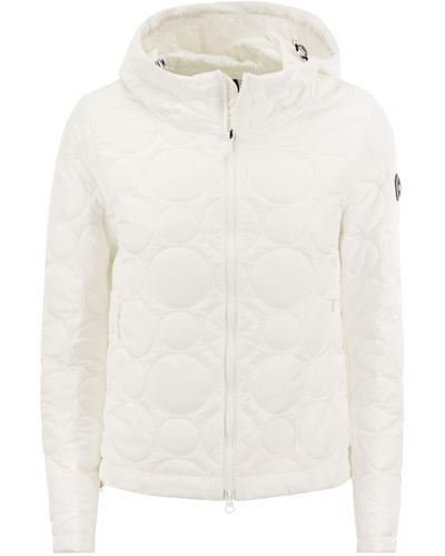 Colmar Hoop Jacket With Hood And Circular Quilting - White