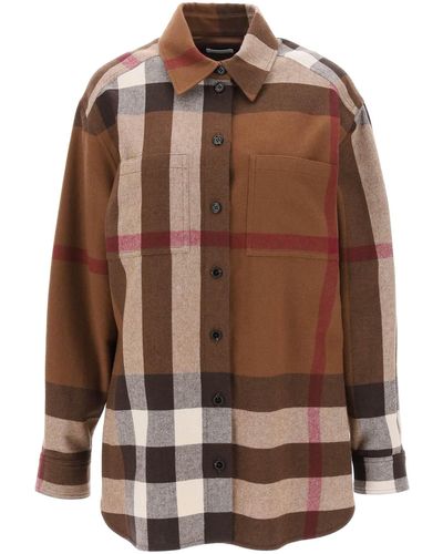 Burberry Avalon Overshirt In Check Flannel - Braun