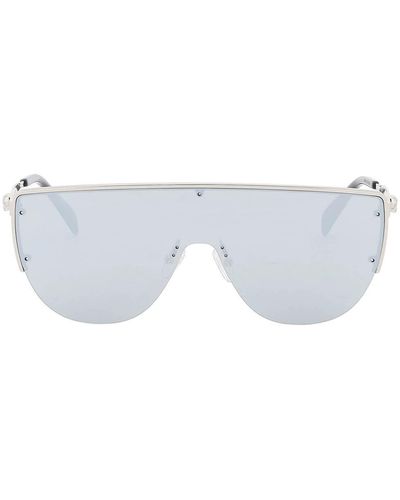 Alexander McQueen Sunglasses With Mirrored Lenses And Mask-Style Frame - Metallic