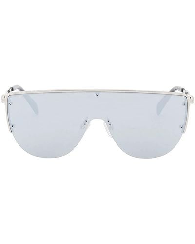 Alexander McQueen Lunettes de soleil avec des objectifs en miroir et cadre de style masque - Métallisé