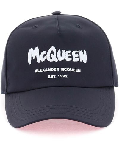 Alexander McQueen Graffiti Baseball Cap - Bleu