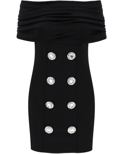 Balmain Mini -jurk Met Boot Halslijn - Zwart