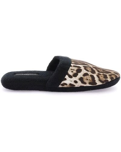 Dolce & Gabbana 'Leopardo' Terry Slippers - Negro