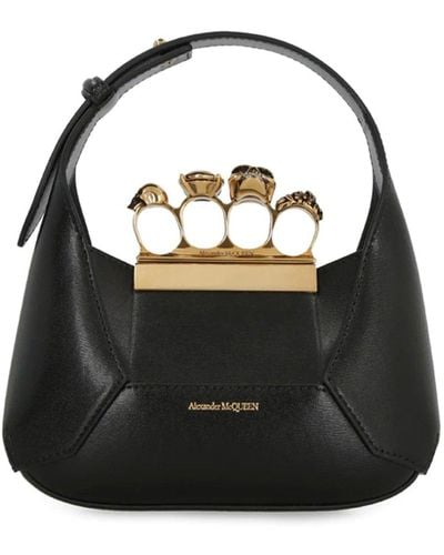Alexander McQueen Jeweled Hobo Mini Bag - Zwart