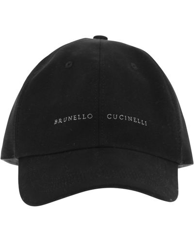 Brunello Cucinelli Capilla de béisbol de lienzo de algodón con bordado - Negro