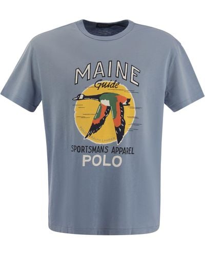 Polo Ralph Lauren T -shirt Met Klassieke Fit Graphics - Blauw
