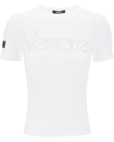 Versace "logo Rhinestone T -shirt - Wit