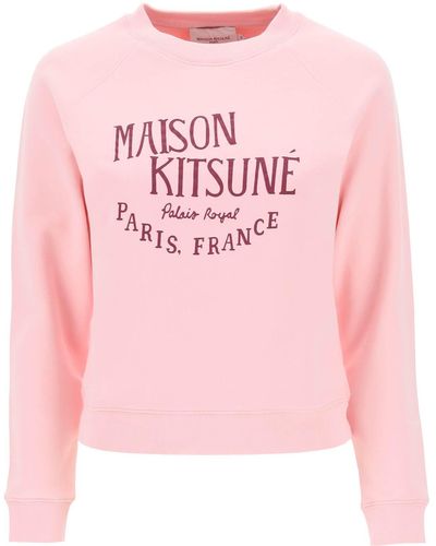 Maison Kitsuné Crew Neck Sweatshirt mit Druck - Rosa