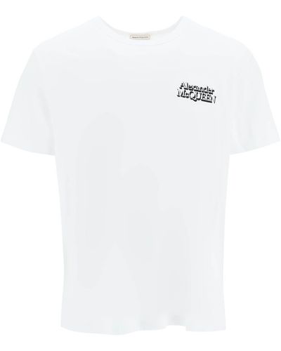 Alexander McQueen Logo Geborduurd T -shirt - Wit