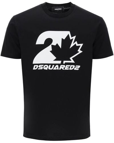 DSquared² Camiseta de estampado de ajuste fresco - Negro
