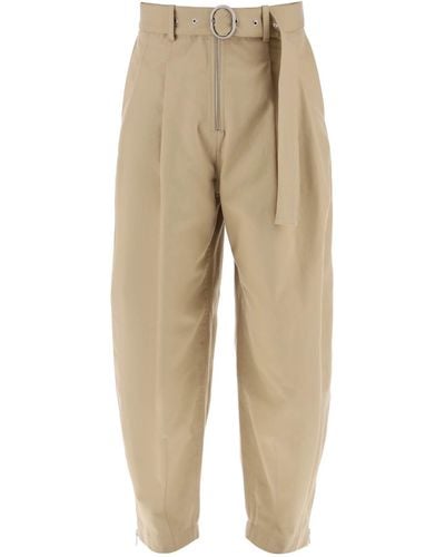 Jil Sander Pantalones de algodón con cinturón extraíble - Neutro