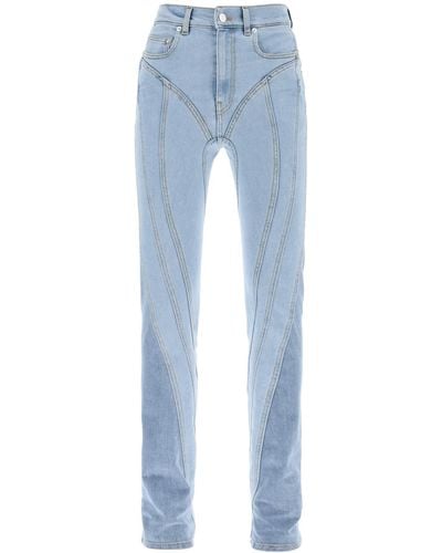 Mugler Spiral Two Tone Skinny Jeans - Azul