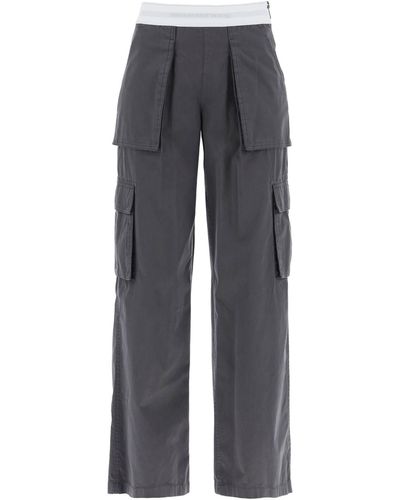 Alexander Wang Pantalones de carga delantos con cintura elástica - Gris