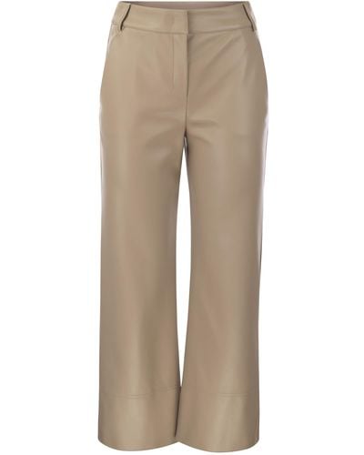 Max Mara Soprano Slim Pants In Coated Fabric - Natural