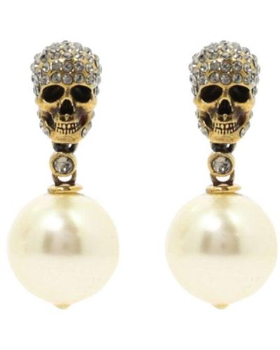 Alexander McQueen Alexander Mc Queen Pearl & Skull Oorbellen - Metallic