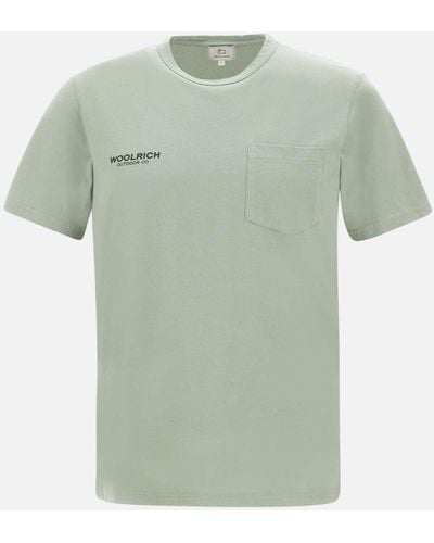 Woolrich Safari Salbeigrünes Baumwoll-T-Shirt