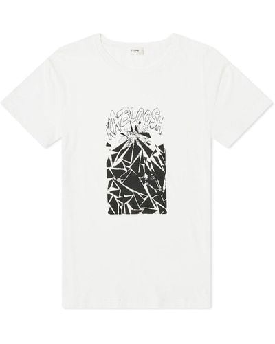 Celine Bedruckte Baumwoll -T -Shirt - Weiß