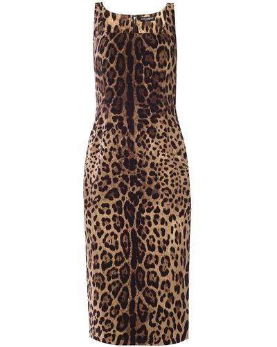 Dolce & Gabbana Leopard Printed Dress - Brown
