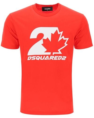 DSquared² Camiseta de estampado de ajuste fresco - Rojo