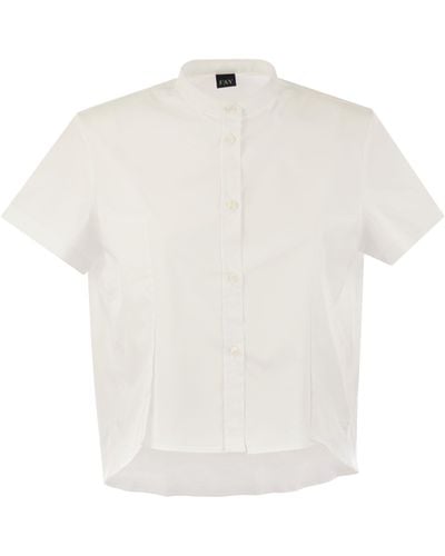 Fay Camisa de cuello mandarín - Blanco