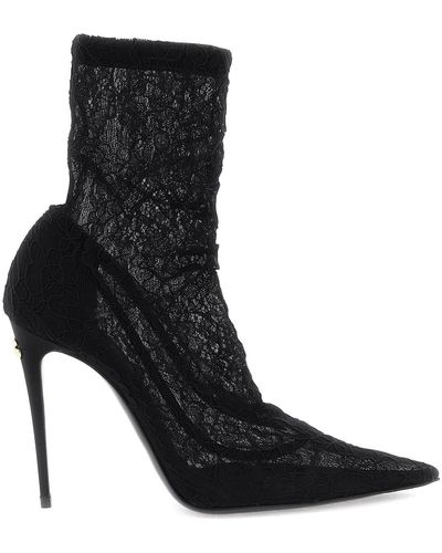 Dolce & Gabbana Cordonetto Lace Ankle Boots - Schwarz