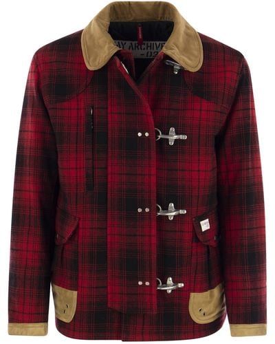 Fay 4 Hooks Wool Jacket With Hooks - Red