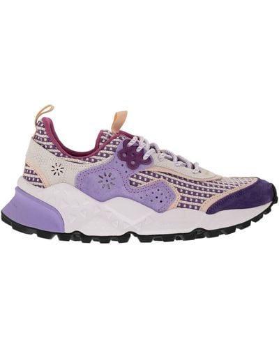 Flower Mountain Kotetsu Sneakers In Suede And Technical Fabric - Purple