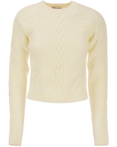 RED Valentino Roter Mohair Blend Crew Hals - Natur