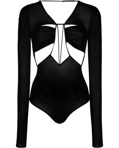 Nensi Dojaka Body de manga larga con abertura negro