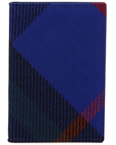 Burberry Check Folding Card Case - Blue