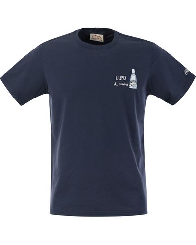 Mc2 Saint Barth T Shirt With Chest Print - Blue