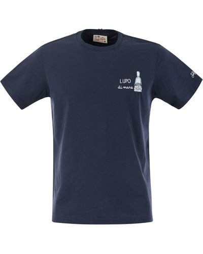Mc2 Saint Barth T -Shirt mit Brustdruck - Blau