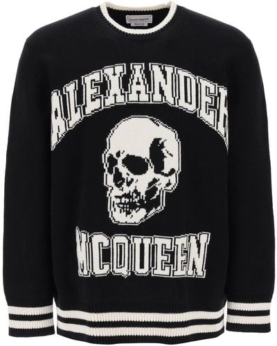 Alexander McQueen Varsity -Pullover mit Schädelmotiv - Noir