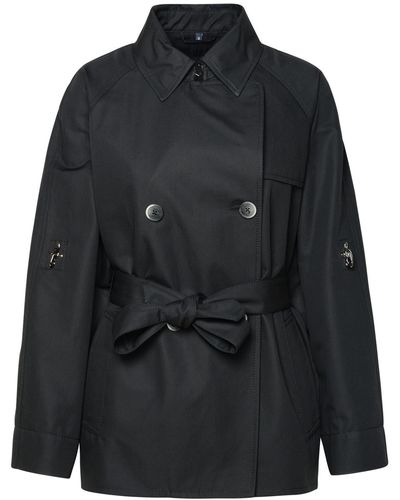 Fay Double Breasted Short Cotton Trench Coat - Black
