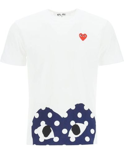 COMME DES GARÇONS PLAY T-Shirt Heart Polka Dot - Bianco