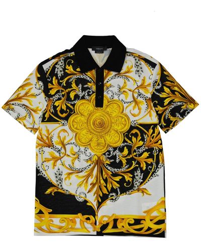 Versace Barocco Print Polo Shirt - Gelb