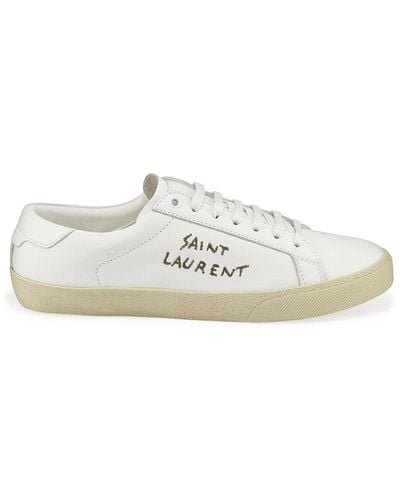 Saint Laurent Court Classic Leather Sneakers - Blanc