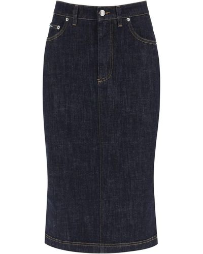 Dolce & Gabbana Denim Pencil Skirt - Blue
